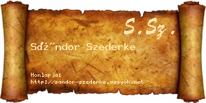 Sándor Szederke névjegykártya